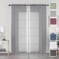 Chyhomenyc Extra Long Sheer Curtain Panels 96 Inches, 2 PCS, Voile Top Dual Rod Pockets Soft Touching Window Drapes Treatment for Children Room/Bedroom/Living Room/Hotel, 42W x 96L inch, Charcoal Grey