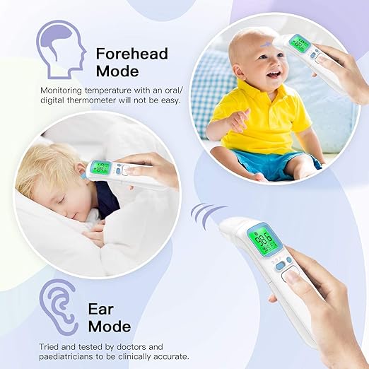 GoodBaby Touchless Thermometer for Adults,Forehead and Ear LCD Display Thermometer for Fever,Infrared Magnetic Thermometer for Baby Kids Surface and Room