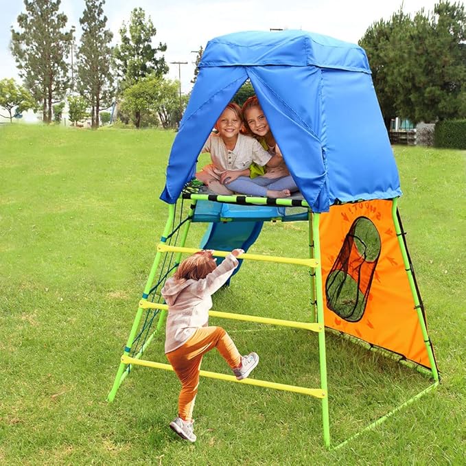 Explorer Adventure Climbing Fort with Platform, Playground Slide and Play Tent, Outdoor Jungle Gym for Backyard, Kids Ages 3-10 (8631)
