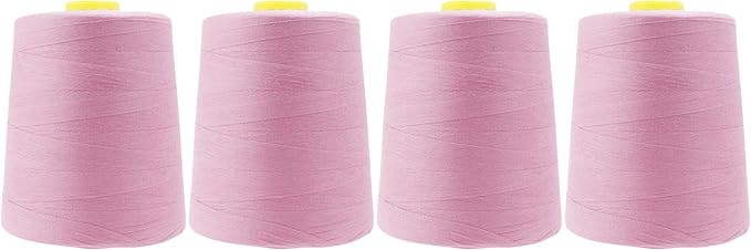 Mandala Crafts 4 Pack of Serger Threads Cones Spools - 20S/2 24000 Yards Polyester Dusty Rose Threads for Sergers Machine and Overlock Quilting Sewing Machine