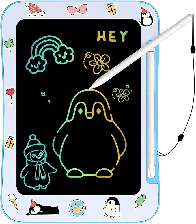LCD Writing Tablet for Kids, Colorful Screen Drawing Board for 3-7 Year Old Boys & Girls - Educational Toys for Birthday & Christmas (Penguin)