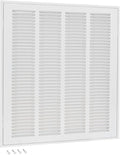 EZ-FLO 16 x 20 Inch (Duct Opening) Return Air Vent Cover for Wall or Ceiling, Solid Steel Return Air Filter Grille, HVAC Vent Cover, White, 61631