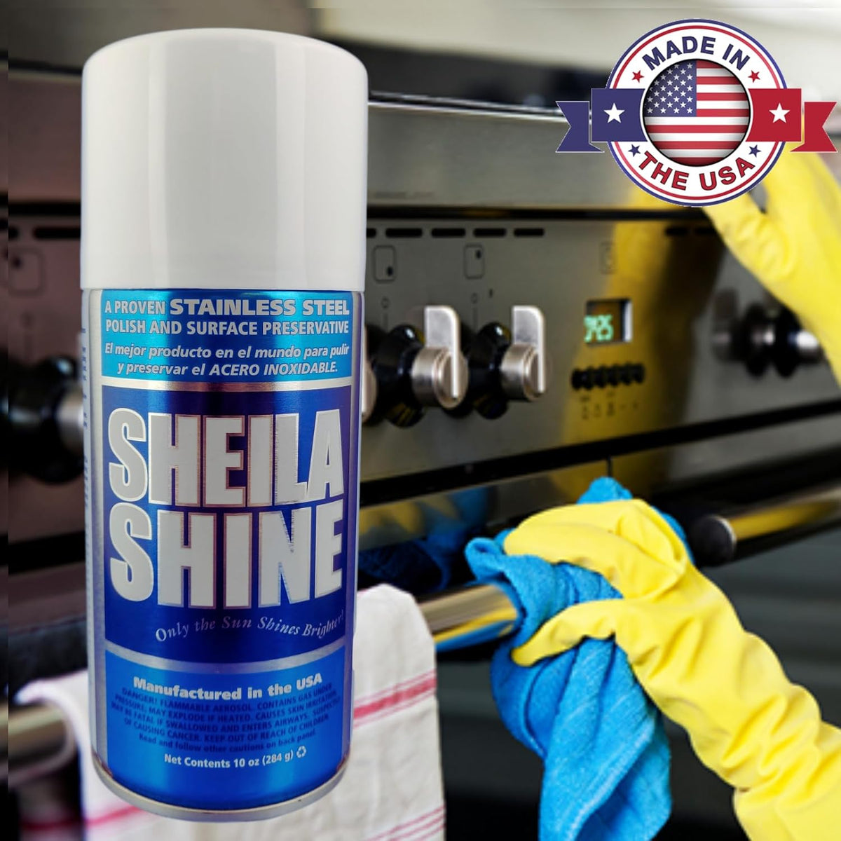 Sheila Shine 3 x 10 Oz. Stainless Steel Cleaner and Polish Aerosol Spray, Protect Household Kitchen Surface, Removes Grease, Fingerprint & Watermark, Polish & Leaves a Streak Free Shine for Appliances