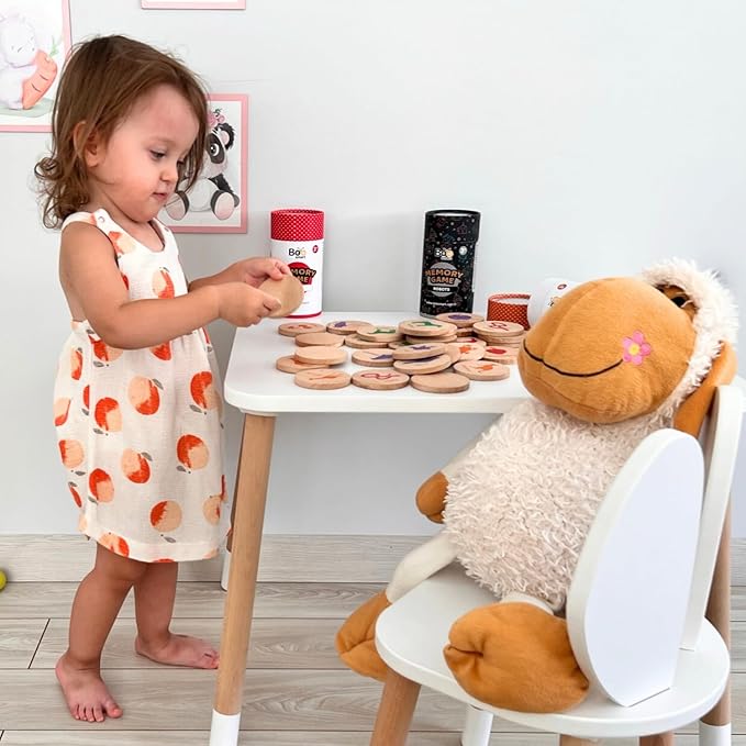 bee smart Wooden Memory Game - Matching Memory Game for Kids 3 and Up, 16Pcs | Educational Toy for Preschool Toddlers Board Games (Vehicles)