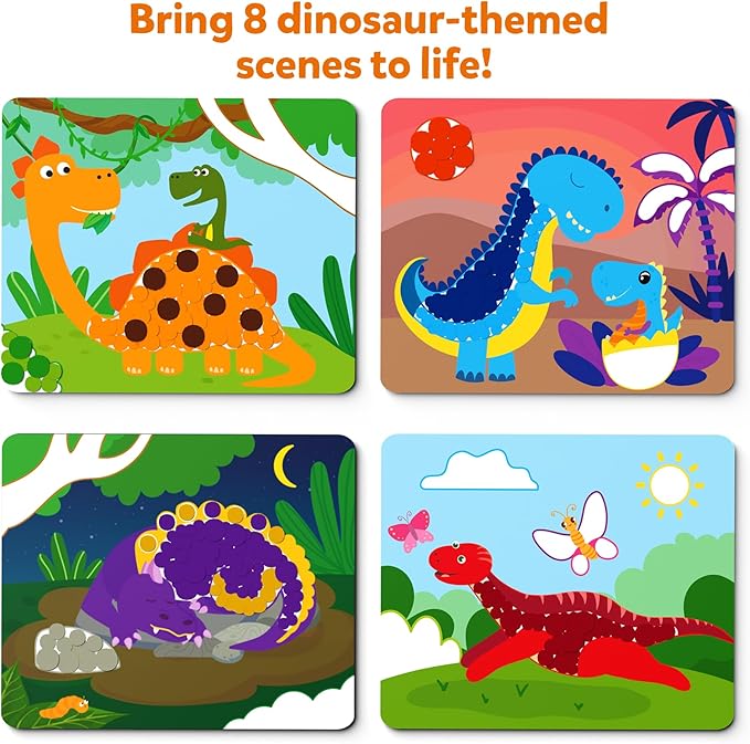 Skillmatics Dot It Sticker Art - Dinosaurs, Mess-Free Fun for Kids, 500+ Stickers, Craft Kits, DIY Scrapbooking Activity, Travel Toys, Gifts for Boys & Girls Ages 3, 4, 5, 6, 7