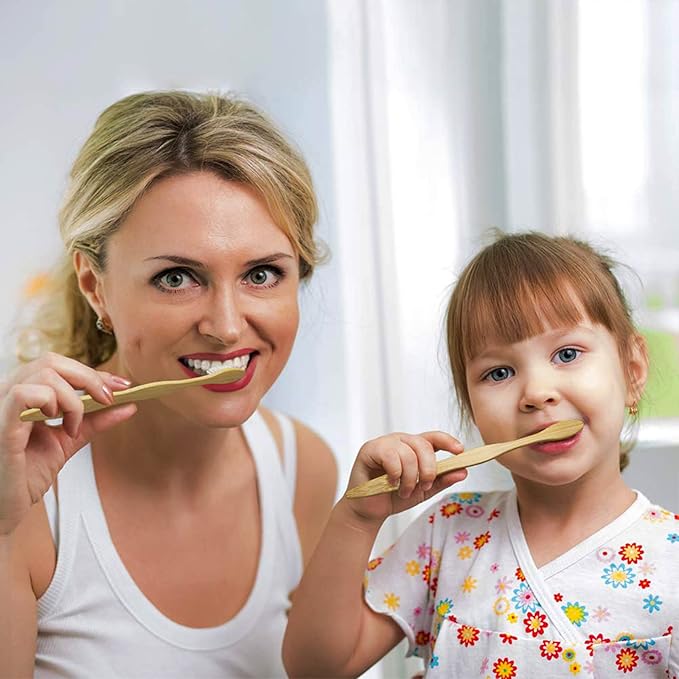 Biodegradable Bamboo Toothbrushes, 10 Piece BPA Free Soft Bristles Toothbrushes, Natural, Eco-Friendly, Green and Compostable