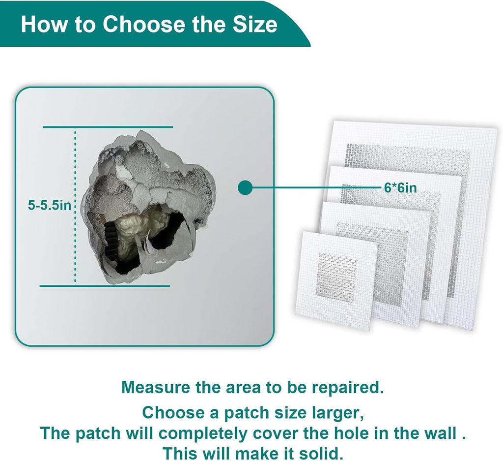 19 Pack Drywall Repair Kit for Large Holes, 2/4/6/8 Inch Dry Wall Patch Kits for Erase a Small Nail Hole, Plaster Wall Patching Self Adhesive Aluminum Mesh with Scraper and Sandpaper