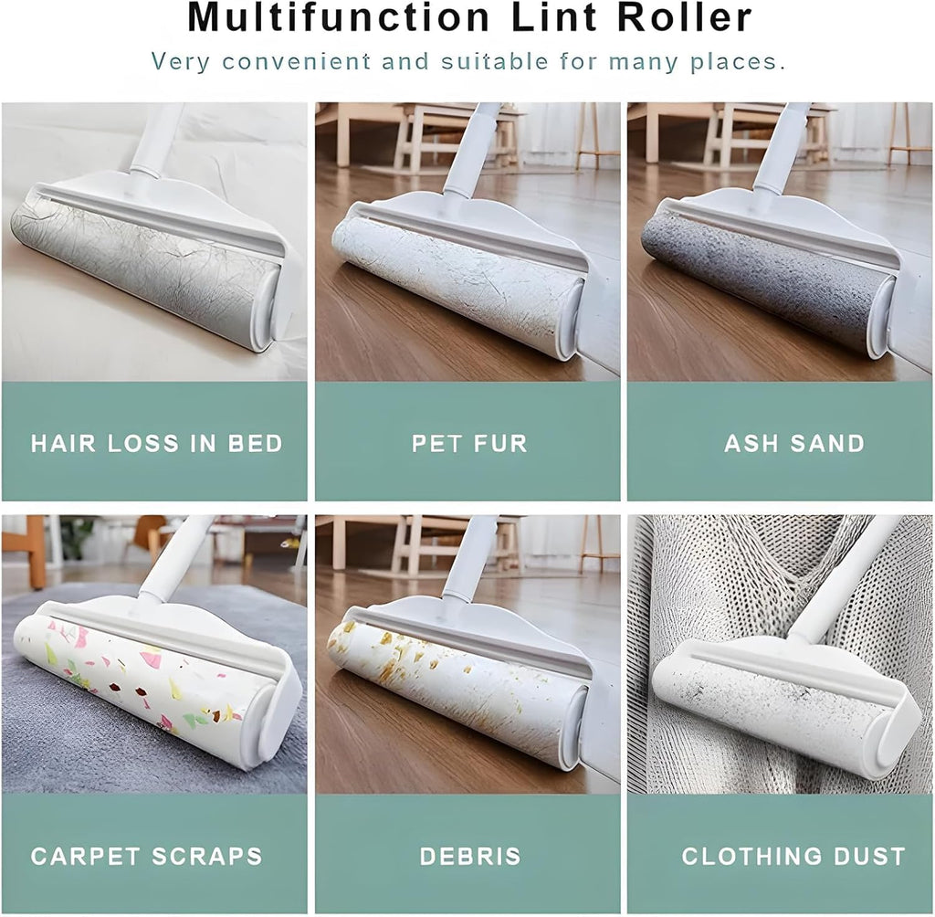YHPDVI Lint Roller for Pet Hair – 7.5" Extra Wide Sticky Roller with 2 Refills & Long Handle | Heavy Duty Fur Remover for Couch, Carpet, Bed, Clothes | Large-Surface Lint Brush for Dog Cat Hair