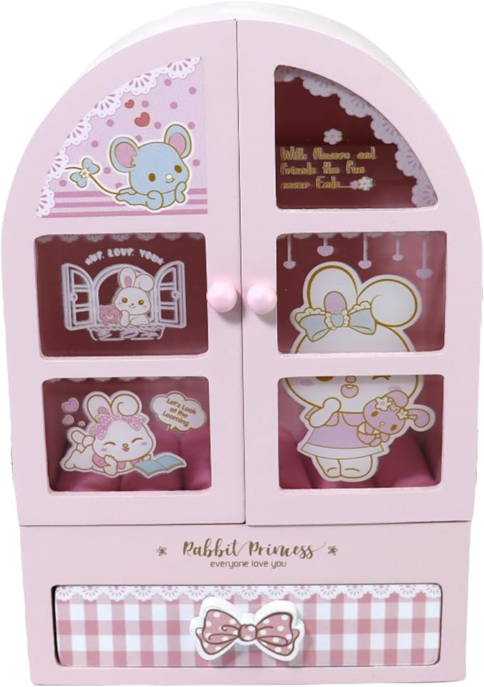 jewelry box for girls Pink Cute bunny girls jewelry box Little girl birthday christmas Gift kids jewelry box