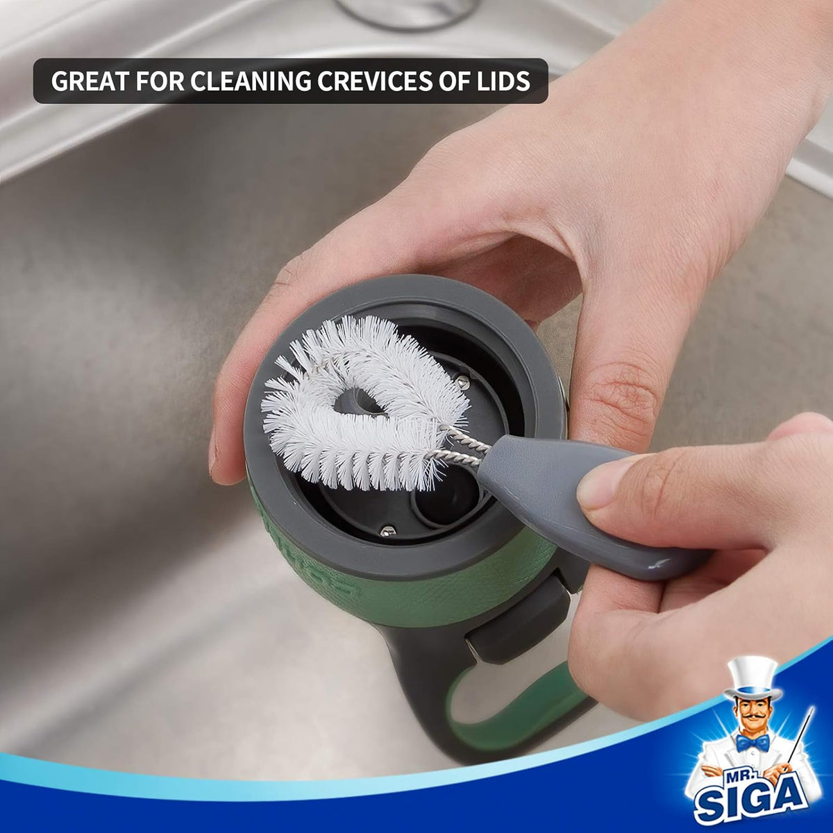 MR.SIGA Water Bottle Brush Cleaning Set with Storage Holder, Cleaning Brushes for Tumbler, Straw, Baby Bottles, Drinking Glasses