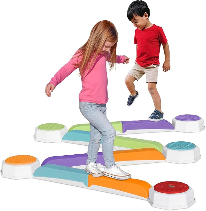 Balance Beam and Toddler Stepping Stones for Kids 13 Pieces, Jumping Stepping Stones Balance Beam, Sensory Play Toys for Toddlers, Indoor or Outdoor Play, Easy Stackable Storage