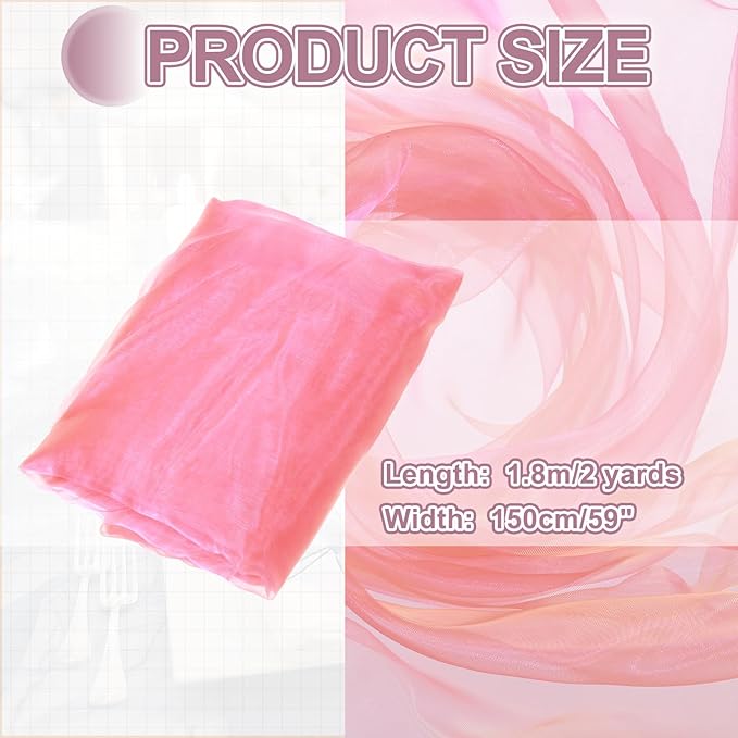 MECCANIXITY Iridescent Sheer Organza Fabric, 2 Yards x 59 Inches Solid Holographic Shiny Fabric Organza Cloth for Wedding, Curtains, Costume, Photo Background, Gradient Fluorescent Orange