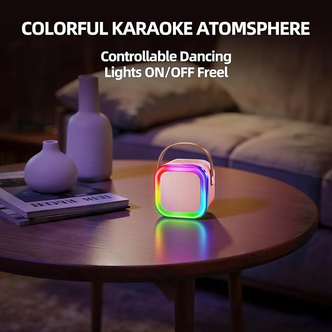 Kinglucky Mini Karaoke Machine for Kids, 2025 TOP Birthday Gifts Ideas for 3-12 Year Old Girls, Christmas Party Gifts Kids' Personal Video Players Accessories with 2 Wireless Microphones - Pink