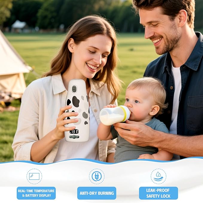 Portable Bottle Warmer for Travel,Super Fast Heating and Charging 17.5oz Large Capacity& Extended Battery Life,Bottle Warmer On The Go for Baby Essentials