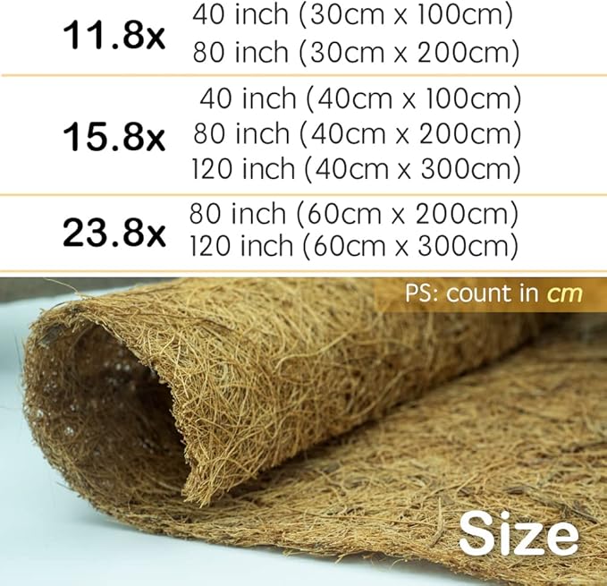 Coco Liner Roll, Yarrdfir 12x40 inch Natural Coconut Liners for Planter Flower Basket, Reptile Carpet, Natural Coconut Fiber mat, Garden Decoration, Animal pet pad