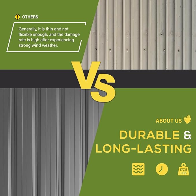 U-MAX 10' x 8' Storage Metal Shed, Dark Grey Large Outdoor Sheds & Outdoor Storage Clearance 8x10, Lockable Garden Shed, Utility and Tool Storage for Garden, Backyard, Patio and Outside Use