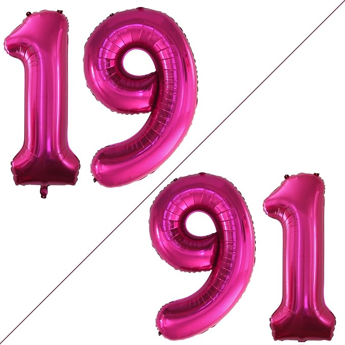 GOER Number 19 Balloons for 19th Birthday Sweet 19 Party Decorations,42 Inch Jumbo Foil Helium 91 Balloons for 91st Birthday Party Decoration (Bright Peach)