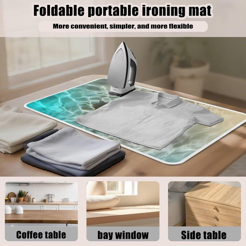Ironing Mat Thickened Beach Starfish Ironing Blanket Travel Portable Ironing Pad Travel Isolate Heat Pad Cover for Washer Dryer Table Top Countertop 32 x 16 Inch
