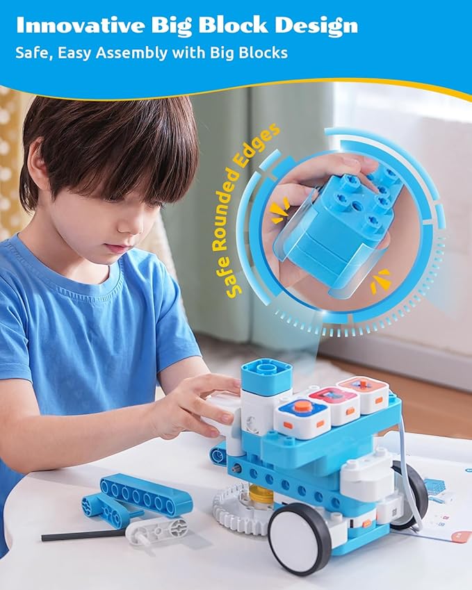 WhalesBot A7 36-in-1 Kids Coding & RC Robot Kit, 160+ Piece Educational Building Set with Sensors & 2 Controllers & Motors, Interactive Storytelling & Play Cards, Toy Gift for Boys & Girls Ages 3-8