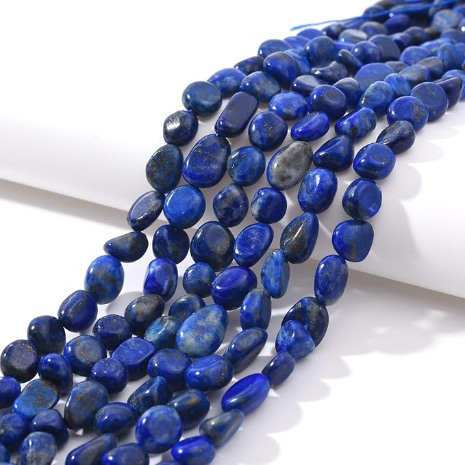Blue Lapis Lazuli Pebble Nugget Oval Free Tumbled Stone 6-8mm Natural Gemstone Loose Beads Approx 15.5 inch for DIY Jewelry Making