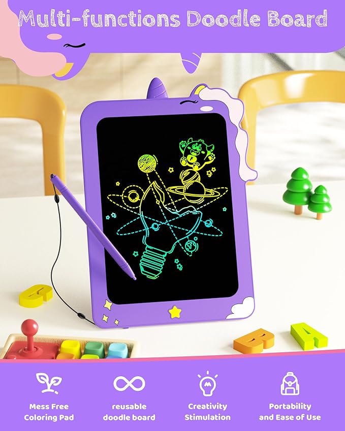 TEKFUN Birthday Gifts for Girls, 8.5inch Doodle Board, LCD Writing Tablet for Kids, Writing Pad Drawing Tablet, Travel Toys for 3 4 5 6 7 8 Year Old Boys Girls Birthday Christmas Gifts(Purple)