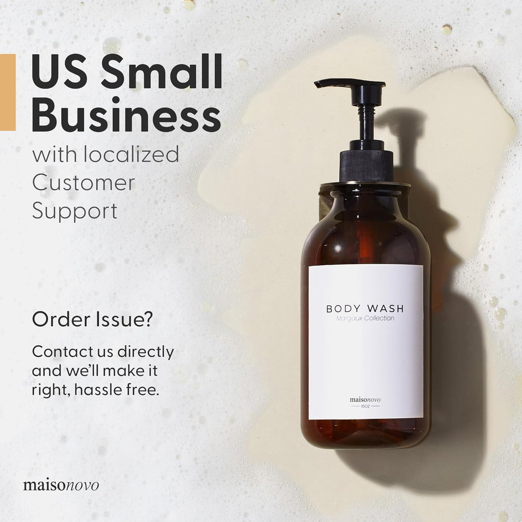 MaisoNovo Shampoo and Conditioner Dispenser - Shower Soap Dispenser Wall Mounted - 16.9 fl oz Set of 3 Amber Plastic Bottles Black Pump - 3 Chamber No Drill