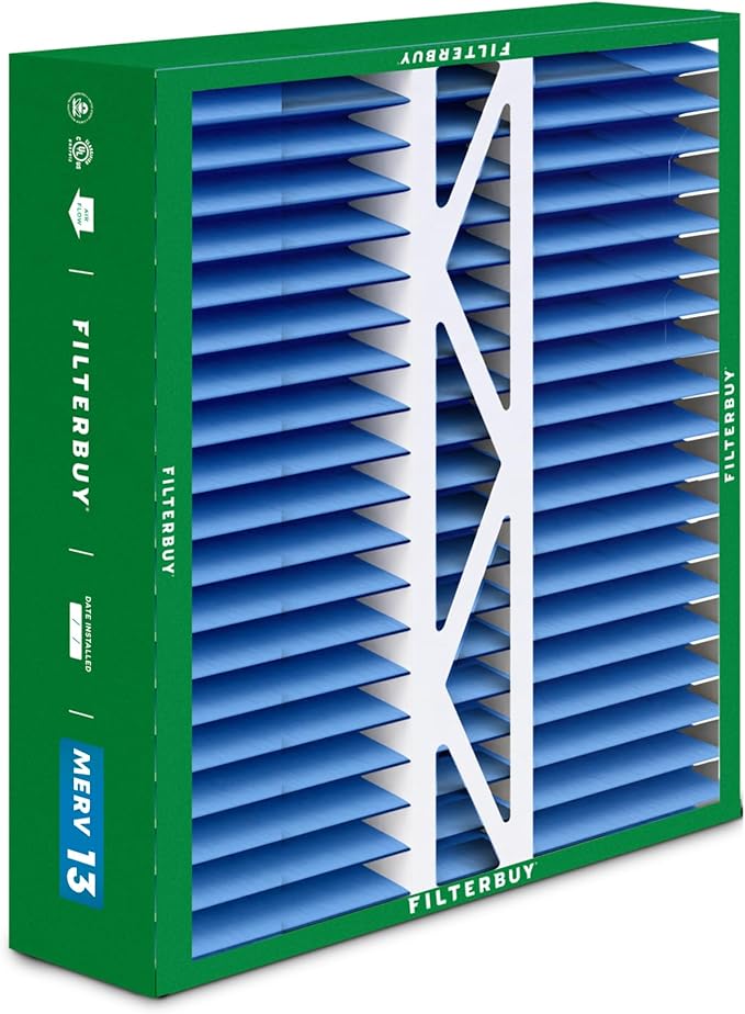 Filterbuy 20x20x5 Air Filter MERV 13 Optimal Smoke & Allergy Defense (1-Pack), Pleated HVAC AC Furnace Filters for Honeywell FC100A1011, Lennox X0585, and More (Actual Size: 19.63 x 19.88 x 4.38)