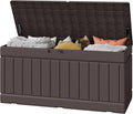 Greesum 82 Gallon Resin Deck Box Large Outdoor Storage for Patio Furniture, Garden Tools, Pool Supplies, Weatherproof and UV Resistant, Lockable, Dark Brown
