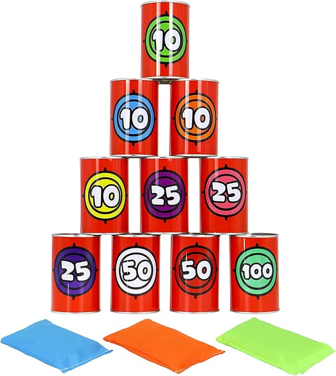 JOYIN 13 Pcs Carnival Party Bean Bag Toss Game, Sturdy Knockdown Can, Birthday Easter Party, Family, Best Outdoor and Indoor Games, Easter Egg Hunt for Classroom Gifts (Number Style)