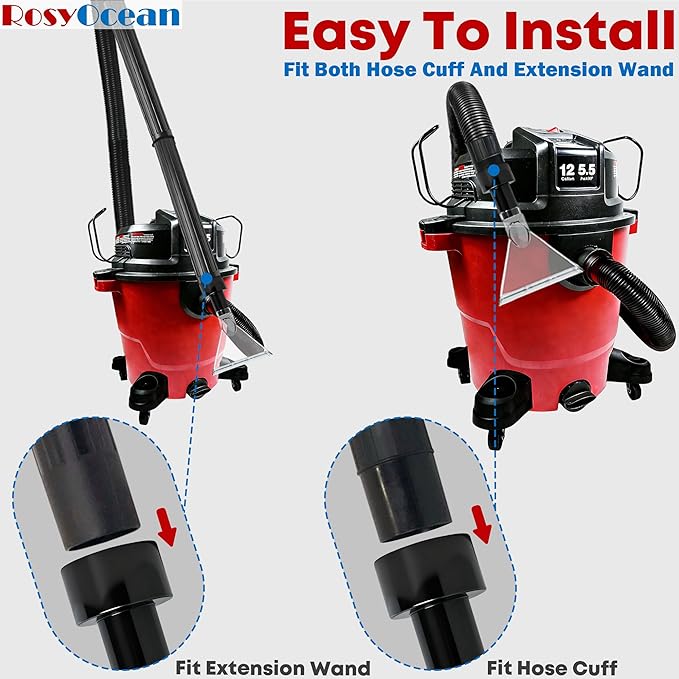 Compatible with All Shop Vacs Extractor Attachment with 2-1/2" & 1-7/8" & 1-1/4" Three Adapters Auto Detailing Vacuum Head Extraction Universal Accessory for Upholstery & Carpet Cleaning