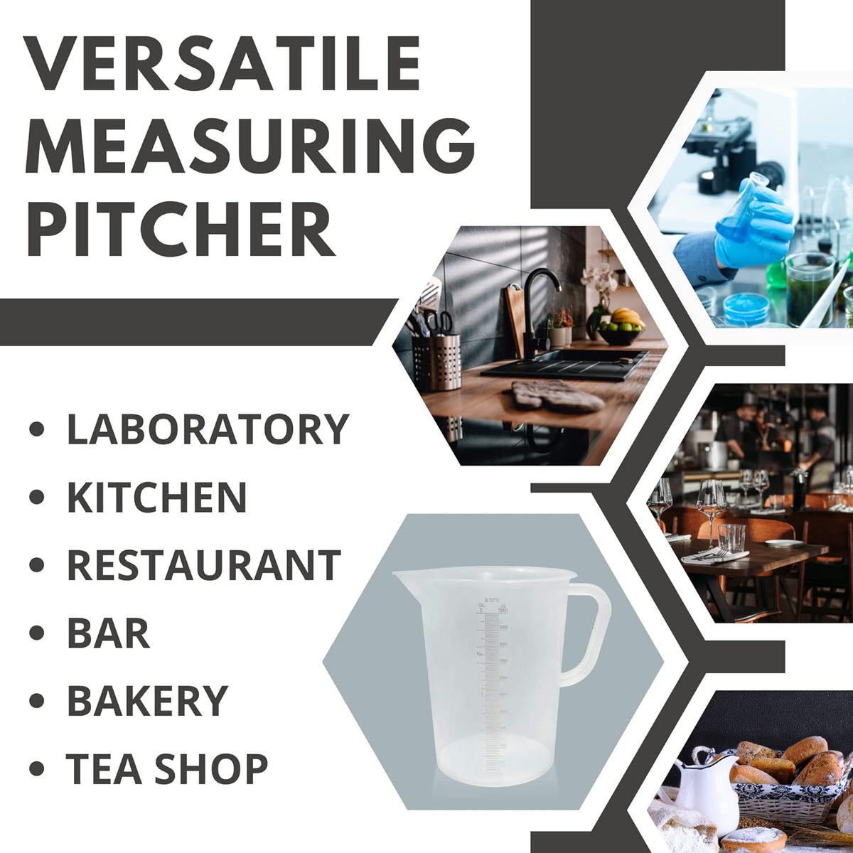 Appletofu Plastic Graduated Measuring and Mixing Pitcher - 2000ml Plastic Graduated Measuring Pitcher - Large Cylinder Graduated Measuring Container with Handle and Pour Spout - 2 Liter