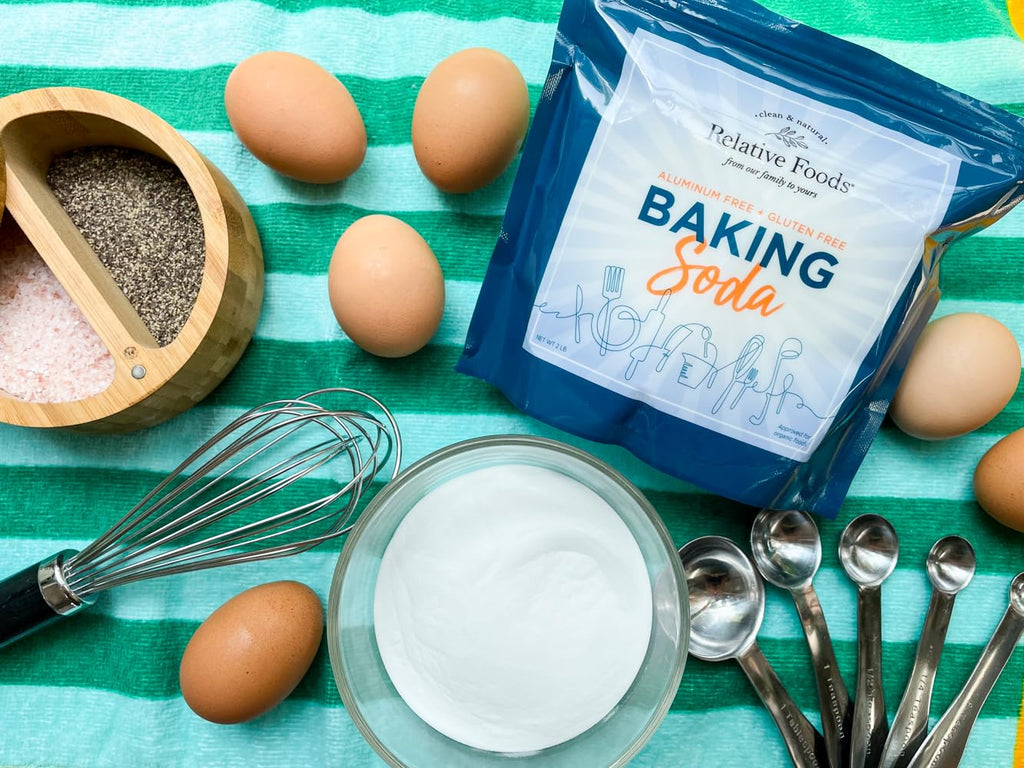Baking soda (2 Lbs) for cooking, cleaning & More - Gluten Free sodium bicarbonate baking mix w/no preservatives - mined from the earth with nothing added, pure bulk baking soda for baking
