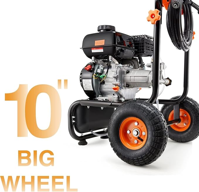 3500 PSI Gas Pressure Washer, 2.3 GPM Power Washer with 209CC Engine, Maintenance-Free Axial Cam Pump, 25FT Hose, 4 Nozzles for Driveways, Walls, Vehicles, Patio (Orange)