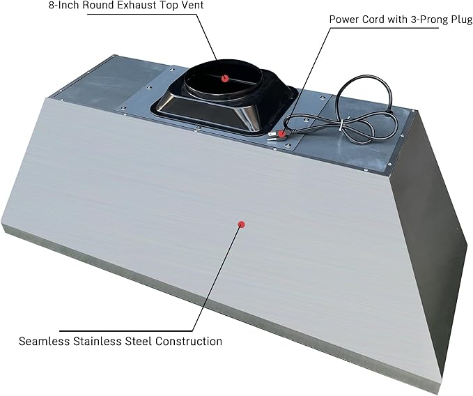 CT Copper Tailor Copper Vent Hood Island Mount,54'' W,36''H,1260 CFM Exhaust Fan,Stainless Steel Vent,LED Light,Dishwasher-Safe Baffle Filters,Light Hammered-Medium Patina,VH14TA2L