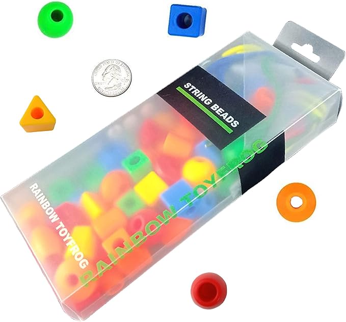 Lacing Beads for Toddlers (60 Stringing Beads,4 Strings) -Educational Montessori Preschool Activities,Toddler Sensory Occupational Therapy Toys Autism OT (with Storage Bag)