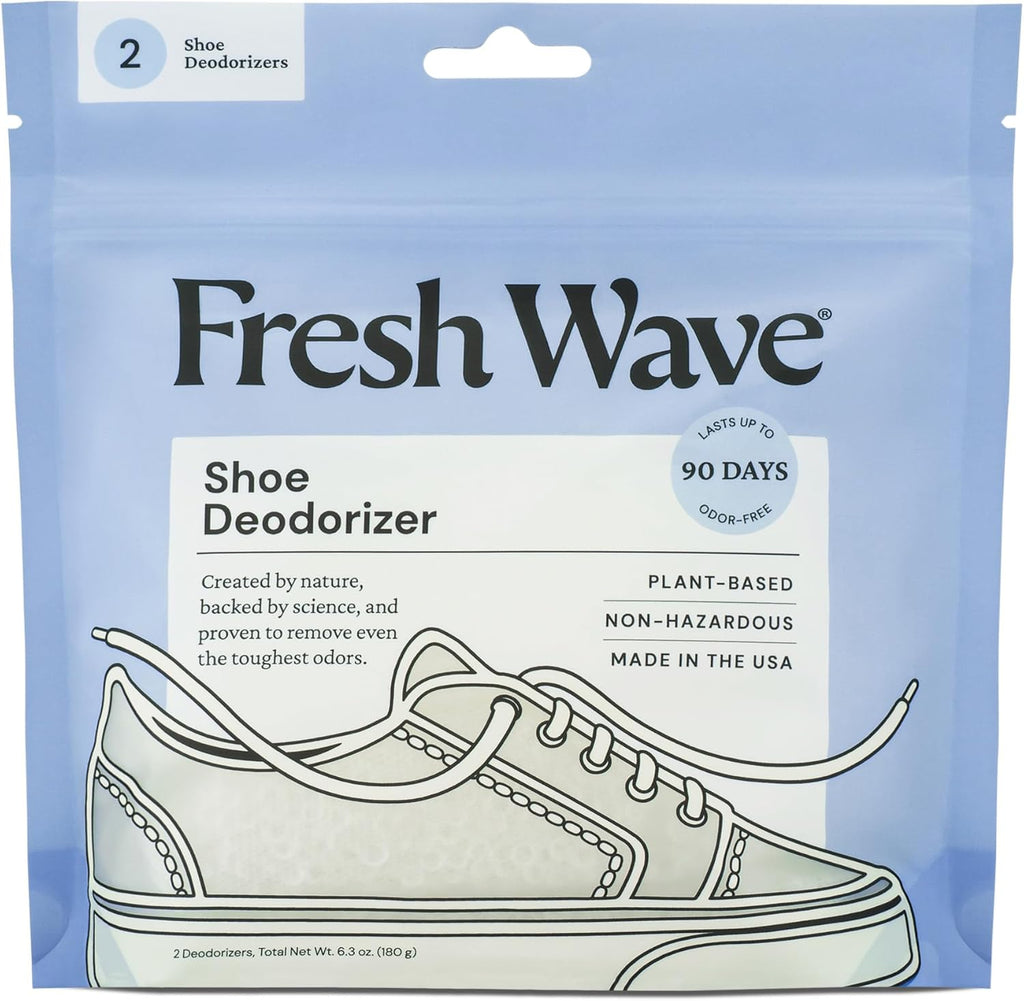 Fresh Wave Shoe Deodorizer, 1 Pack (2 Count) – Natural & Safe Shoe Freshener for All Types of Shoes, Long-Lasting and Reusable, Odor Eliminator for Strong Odor, Easy-to-Use Shoe Smell Remover