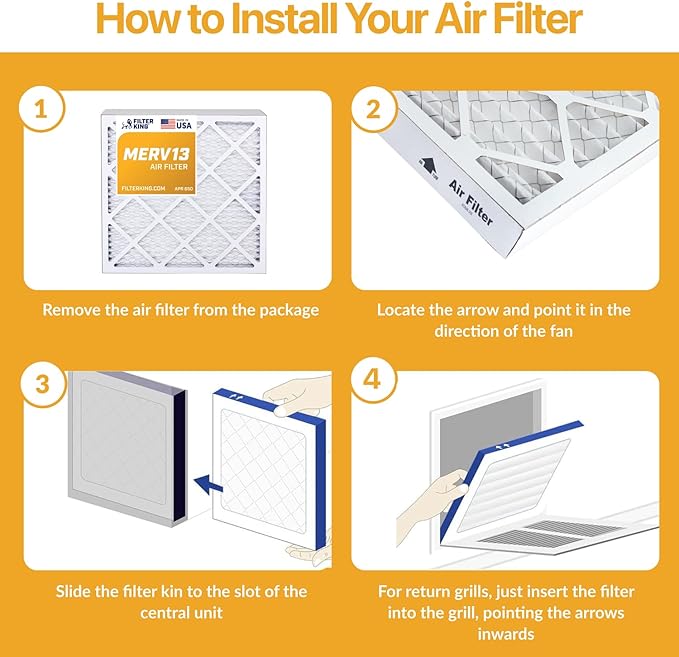Filter King 12x12x1 Air Filter | 12-PACK | MERV 13 HVAC Pleated A/C Furnace Filters | MADE IN USA | Actual Size: 11.5 x 11.5 x .75"
