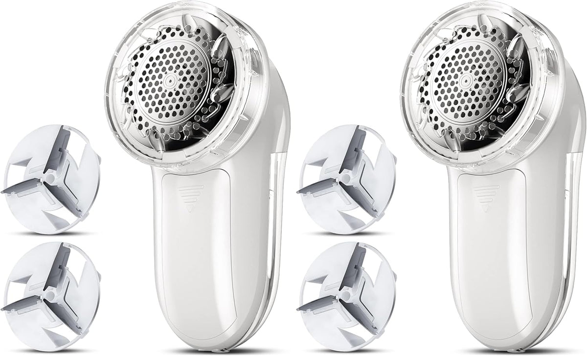 Bymore Fabric Shaver, Lint Remover, Lint Shaver Defuzzer Sweater Shaver for Clothes and Furniture with AC Adapter Pill Fuzz Remover-White (Pack of 2)