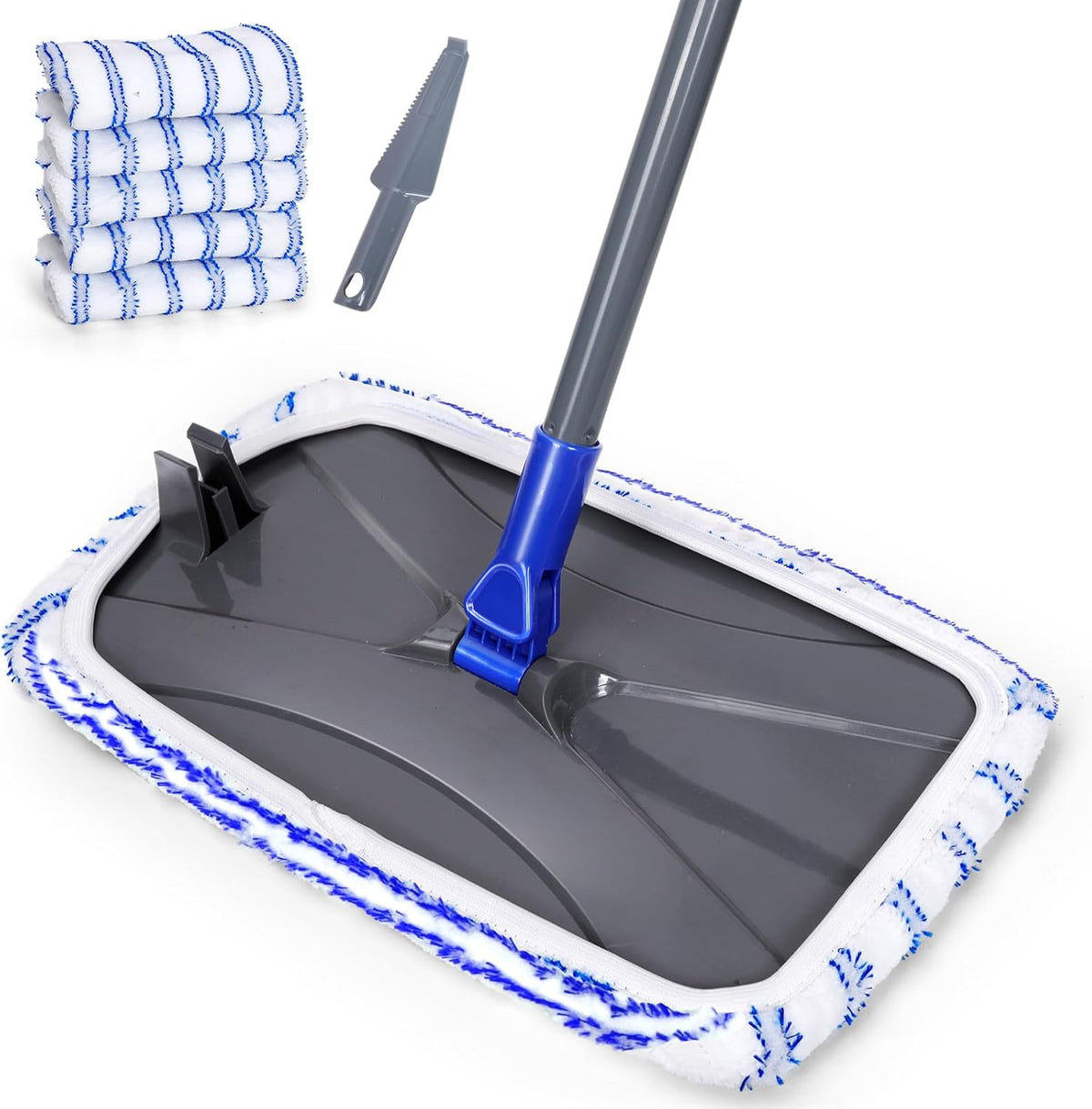 Masthome Microfiber Mop,Large Surface Flat Mop with 5 Reusable Pads,Hardwood Floor Mops for Dry and Wet Use,Microfiber Mops for Floor Cleaning-1 Cleaning Scraper Included