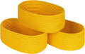 Shelf Storage Baskets for Organizing|Decorative Basket for Closet Storage|Toy Baskets&Bins|Small Woven Rope Baskets-13x8.66x5.11’’,Durable&Stylish,Oval 3 Packs Yellow