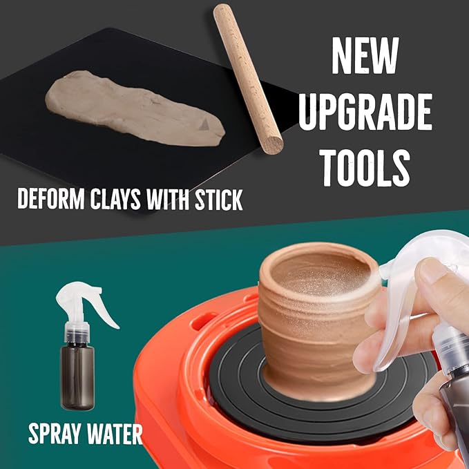 Insnug Pottery Wheel for Kids - Complete Pottery Kit for Beginners, Upgraded Sculpting Clay Tools, Air Dry Clay & Arts Supplies, Mini Pottery Wheel Crafts Kits for Kids Girls Boys Ages 8-12