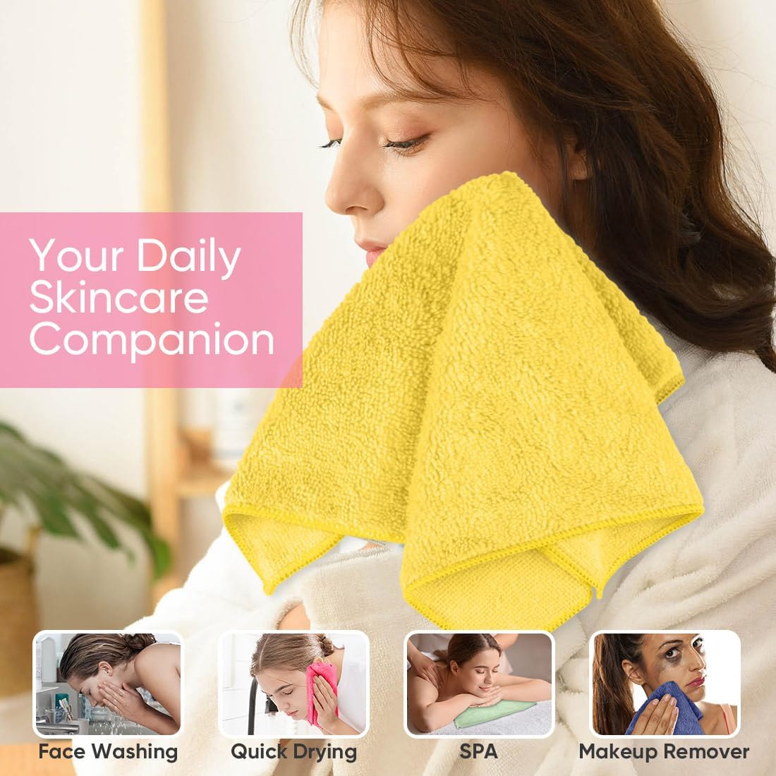 HOMEXCEL Microfiber Washcloths 12 Pack, Highly Absorbent and Soft Face Towel, Multi-Purpose Wash Cloths for Bathroom, Gym, Hotel, Spa and Kitchen, 12x12 Inch, Assorted Set
