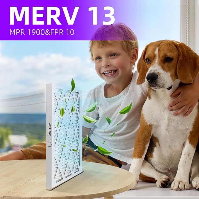 16x24x1 MERV 13 (6-Pack) Pleated Air Filter (Actual Size: 15.75"x23.75"x0.75") MPR 1900 & FPR 10, Furnace Air Filters,16x24x1 air filter