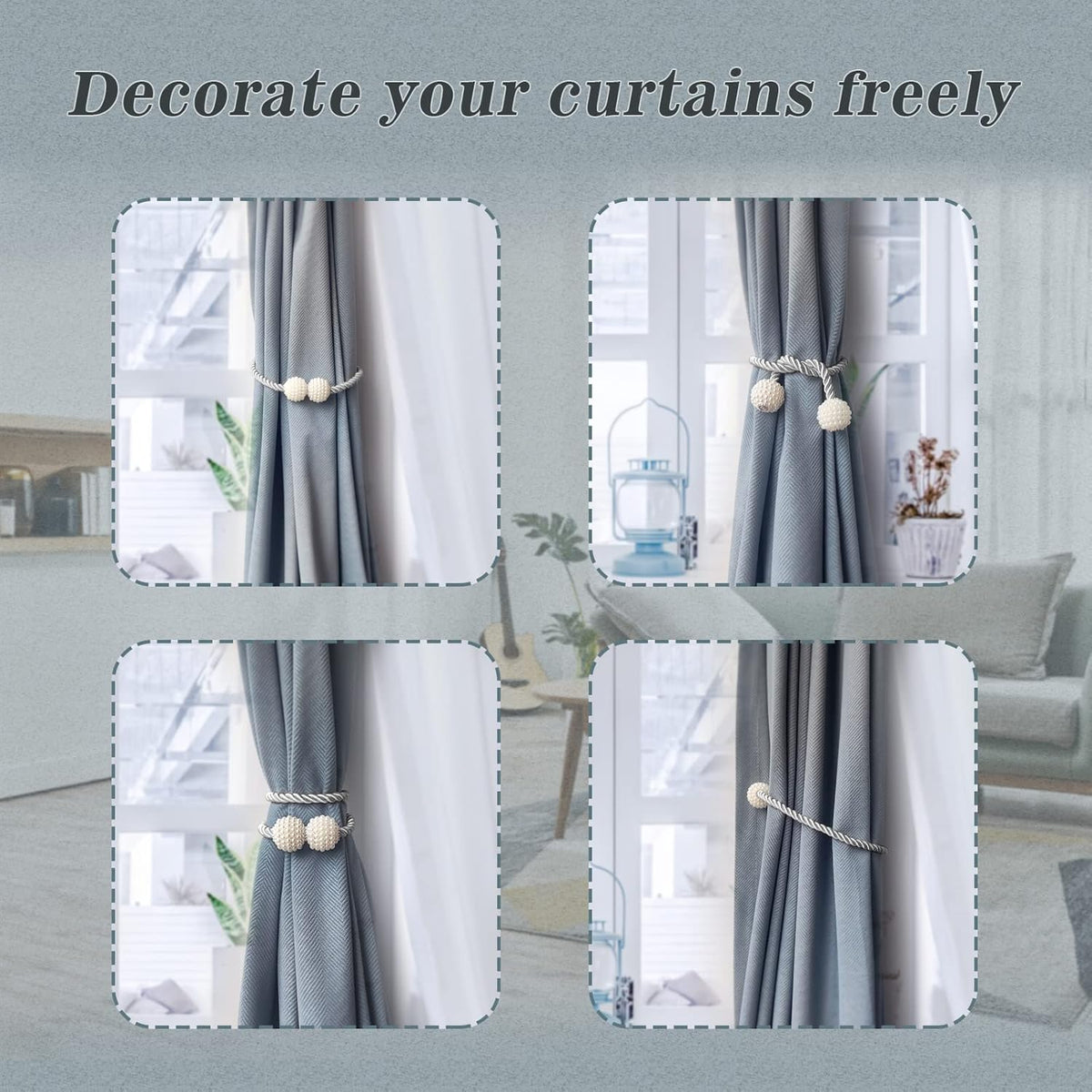 Hion Magnetic Curtain Tiebacks Golden 2pcs, Curtain Tiebacks Buckles Holdbacks Holders Hooks Clip for Home Bedroom Office Decorative Curtain