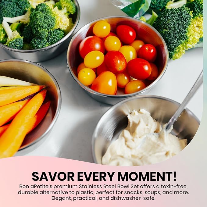 Children's Stainless Steel Bowl Set | Set of 4 bowls | 304 18/8 Stainless Steel |10 ounces | Matte Finish | Toxin Free | 100% BPA Free | Dishwasher Safe