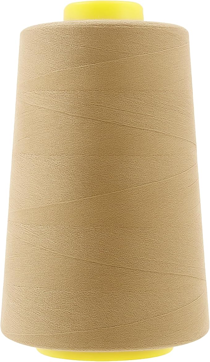 Mandala Crafts 4 Pack of Serger Threads Cones Spools - 40S/2 24000 Yards Polyester Khaki Threads for Sergers Machine and Overlock Quilting Sewing Machine
