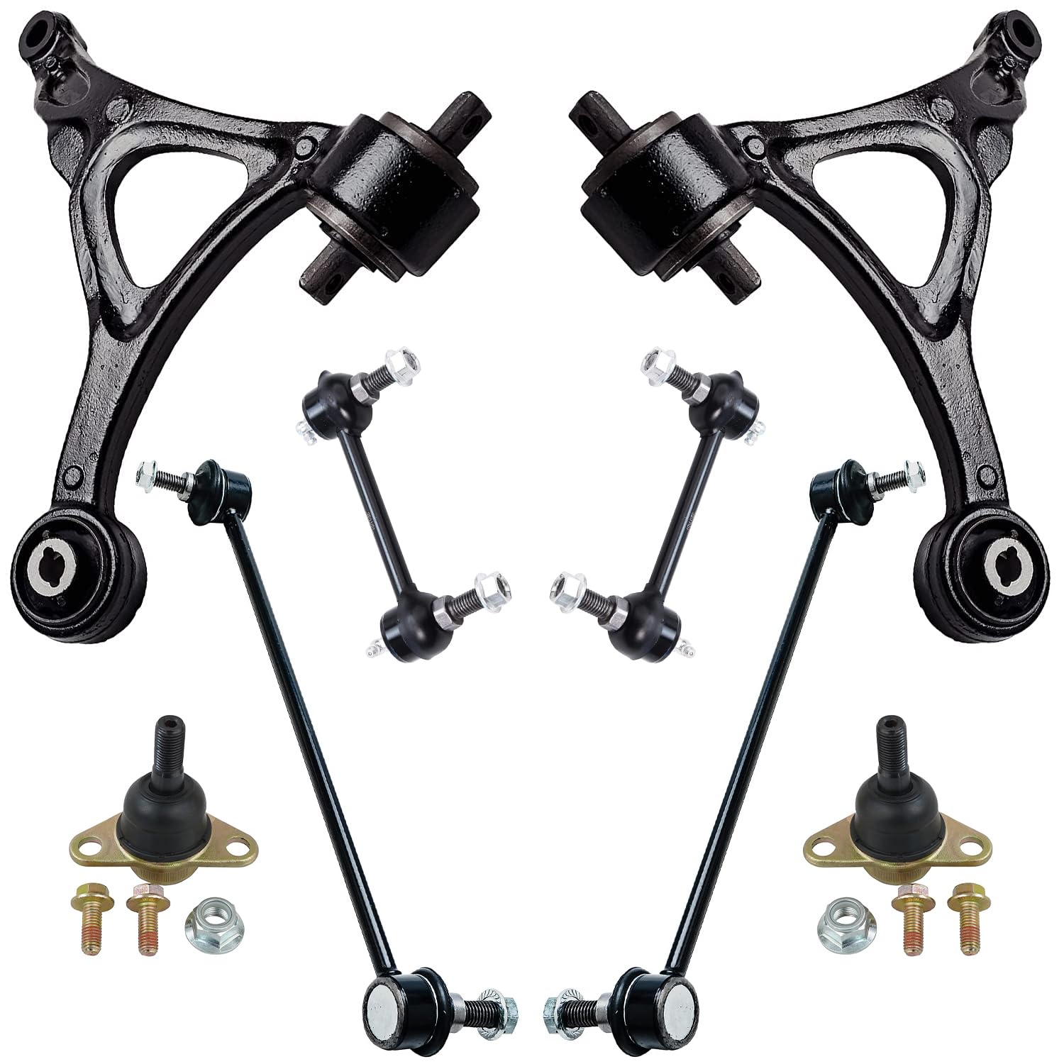Detroit Axle - 8pc Front End Suspension Kit for 2003-2014 Volvo XC90, 2 Lower Control Arms 2 Ball Joints Front & Rear 4 Sway Bar