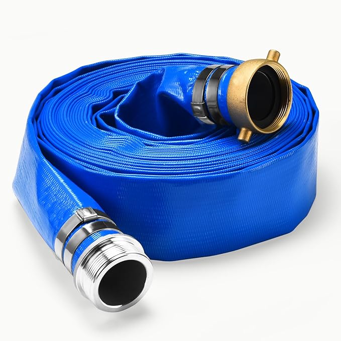 2" x 100 ft Discharge Hose for Swimming Pools, Heavy Duty PVC Lay Flat Water Backwash Hose,Durable Pool Drain Hose with Aluminum Pin Lug Fittings for Water Pump And Filters