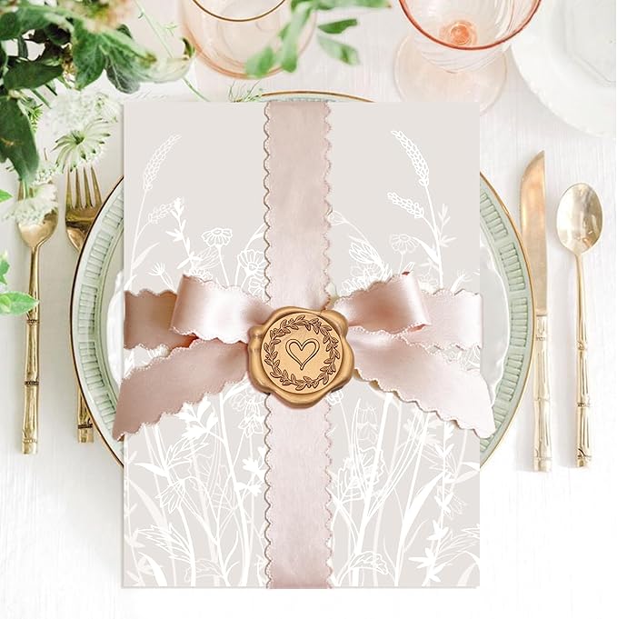 SWANGSA 100 Pack Vellum Jackets for 5x7 Invitations, Elegant White Wildflower Vellum Paper, 115GSM Translucent Invitation Sleeve Wraps for Wedding Bridal Baby Shower Birthday Envelopes