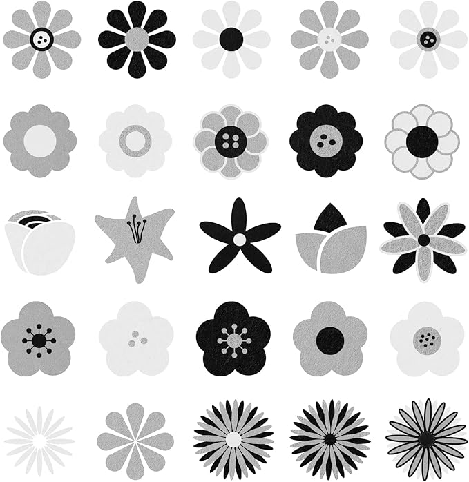 Whaline 18Pcs Felt Fabric Sheets Soft Thick Assorted Black Grey White Craft Felt Pack for DIY Craft Sewing Patchwork Art Projects, 3 Colors, 7.9 x 11.8 Inch